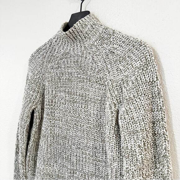 Madewell Sweater Womens Marled Cotton Rolled‎ Mockneck Green Ivory XS NEW - Picture 4 of 8